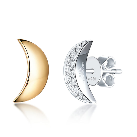 Star&Moon18K Gold Diamond Earrings